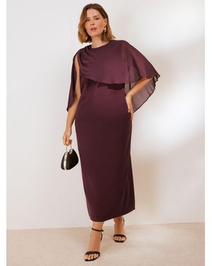 Friends Like These Curve Asymmetric Cape Sleeveless Midi Dress - Purple