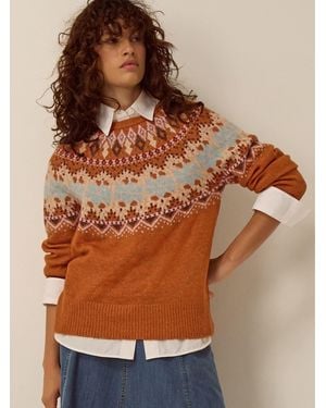 Monsoon Frey Fair Isle Jumper - Brown