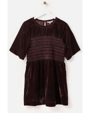 Oliver Bonas Velvet Shirred T-Shirt Mini Dress - Black