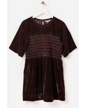 Oliver Bonas Velvet Shirred T-Shirt Mini Dress - Black