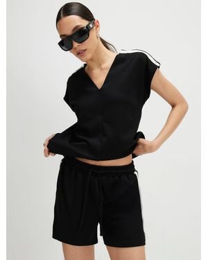 River Island Premium Side Stripe Shorts - Black