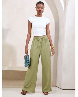 Lipsy Wide Leg Linen Blend Pants - White