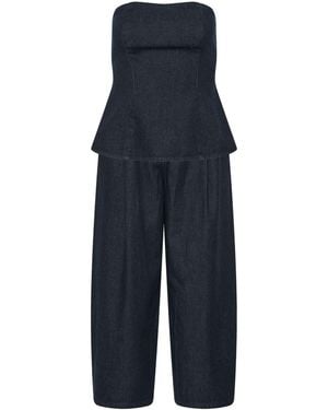PixieGirl Petite Pixiegirl Petite Bandeau Top & Wide Leg Pants Set - Blue