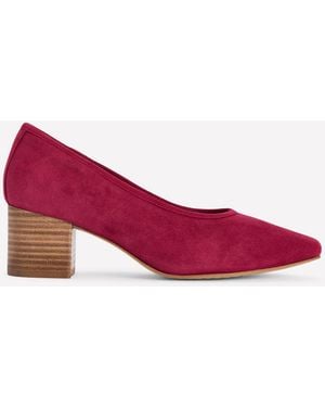 Boden Suede Block Heel Courts - Red
