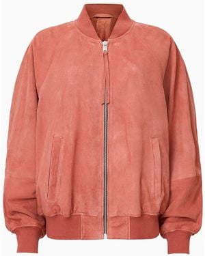 AllSaints Allsaints Dana Suede Bomber Jacket - Pink