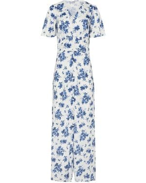 Long Tall Sally Floral Satin Maxi Dress - Blue