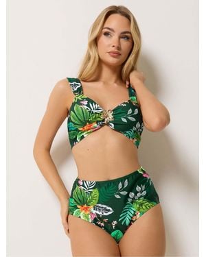 M Com Hibiscus Trim Bikini Top - Green