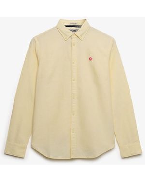 Superdry Slim Oxford Long Sleeve Shirt - Natural