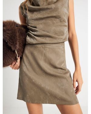 River Island Faux Leather Hammered Mini Skirt - Natural