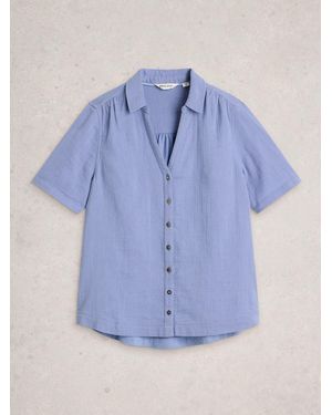 White Stuff Annie Ss Double Cloth Shirt - Blue