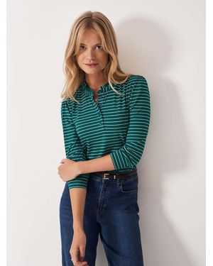 Crew Frill Collar Jersey Blouse - Green