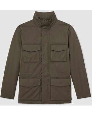 Reiss Cotton-Blend Padded Four-Pocket Jacket - Green