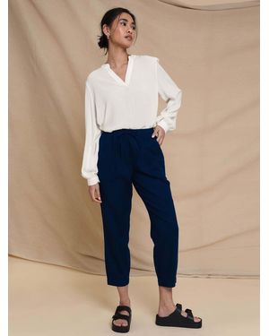 Threadbare Petite Linen Blend Tapered Pants - Blue