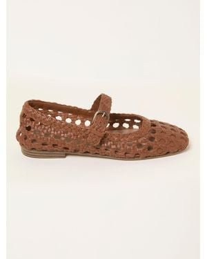 FatFace Fatface Ledergeflecht Mary-Jane-Flat - Braun