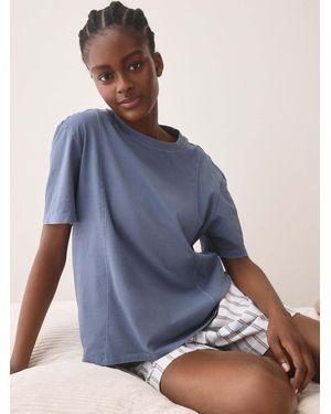 Next Woven Stripe Short Pajamas Set - Blue