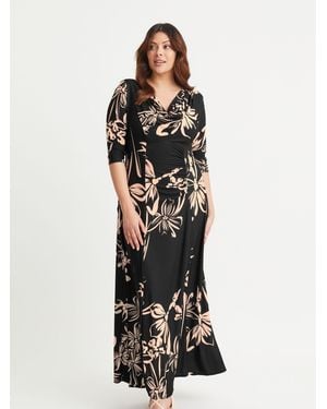 Scarlett & Jo Cowl Neck Bustle Back Maxi Gown - White