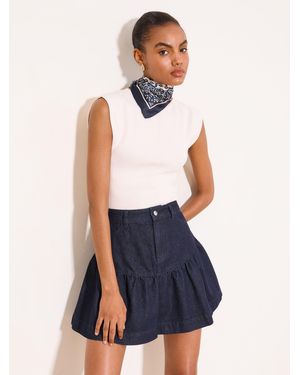 Lipsy Flared Denim Mini Skirt - Blue