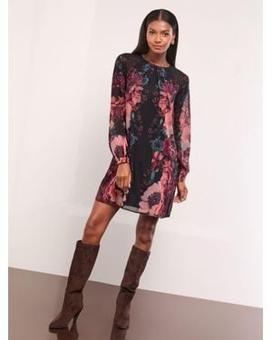 Lipsy Blouson Sleeve Mini Shift Dress - Pink
