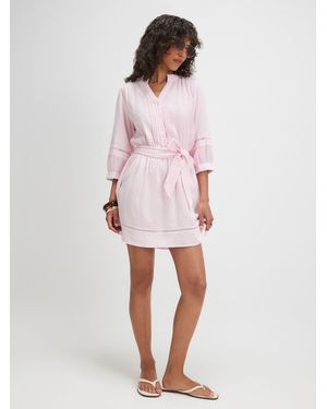 River Island Puff Sleeve Textured Mini Dress - Pink