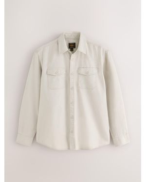 Next Garment Dye Washed Long Sleeve Overshirt - Natur
