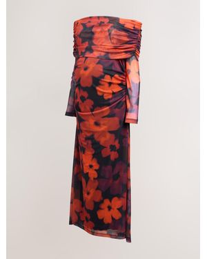 Next Maternity Mesh Bardot Dress - Red