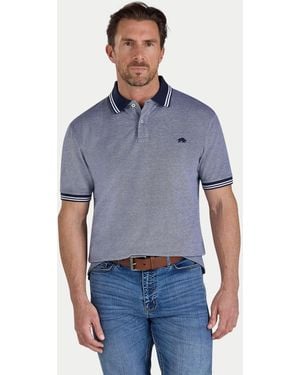 Raging Bull Tipped Collar Two Tone Pique Polo Shirt - Blue