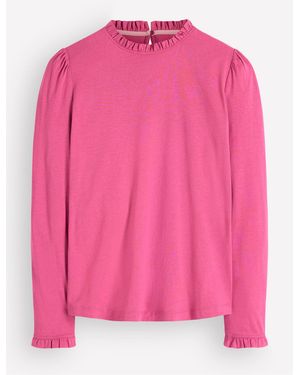 Boden Supersoft Frill Detail Top - Pink