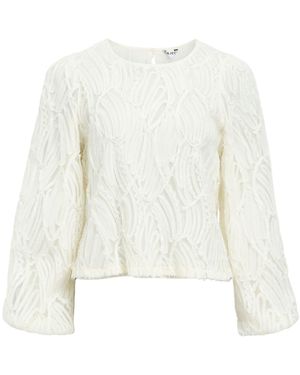 Object Long Sleeve Textured Blouse - White