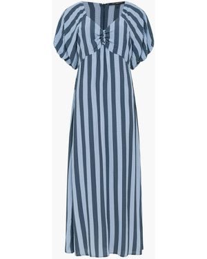 French Connection Printed Lizzie Sqaure Neck Puff Sleeve Dress - Blue
