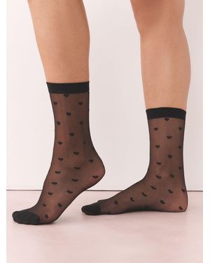 Next Mini Hearts Pattern Ankle Pop Socks 2 Pack - Brown