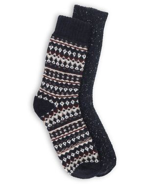 Totes Wool Blend Thermal Boot Socks 2 Pack - Black