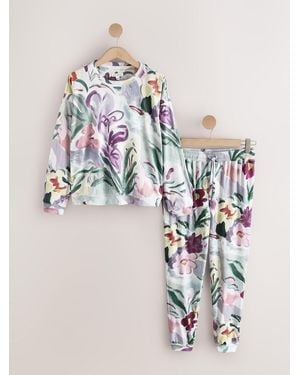 Next Sage Floral Cozy Long Sleeve Pajamas - Metallic