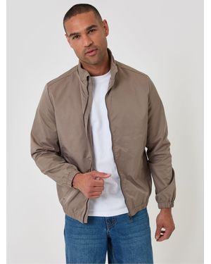 Threadbare Showerproof Zip Up Harrington Jacket - Brown