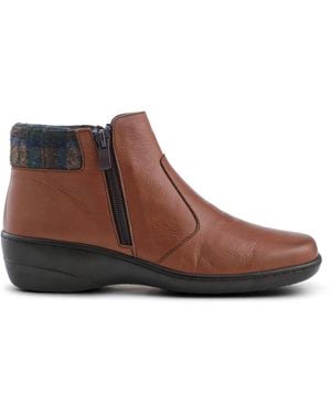 Pavers Tan Wide-Fit Leather Lightweight Ankle Boots - Brown