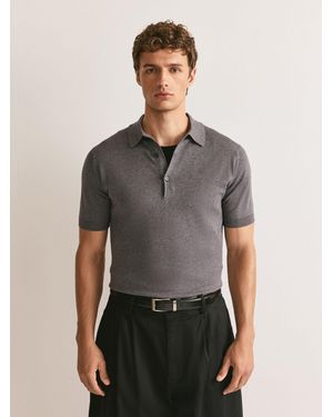 John Smedley John Smedley Adrian Short Sleeve Knitted Polo Shirt - Gray