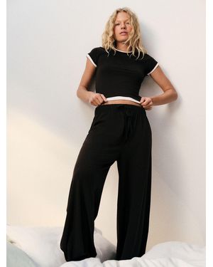 Self Chocolate Short Sleeve Layered Pajamas - Black
