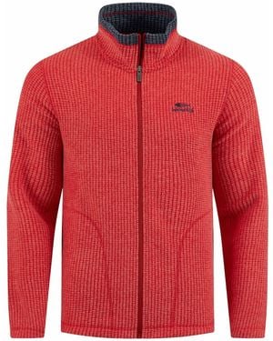 Weird Fish Shires Full Zip Grid Fleece - Red