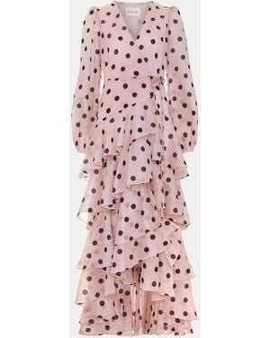 Phase Eight Spot Ruffle Dress - Pink