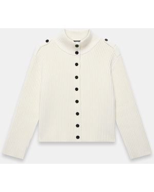 Mint Velvet Ribbed Knit Jacket - Natural