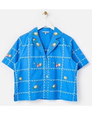 Oliver Bonas Embroidered Short Sleeve Shirt - Blue