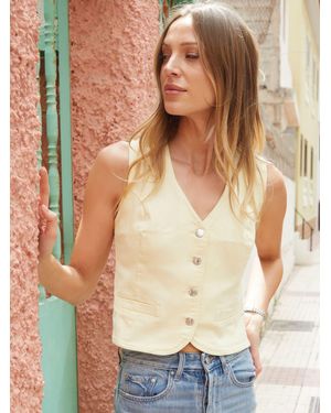 Threadbare Tailored Denim Waistcoat - Yellow