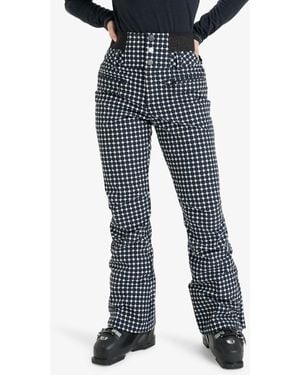 Roxy Monochrome Gingham Rising High Waisted Ski Pants - Blue