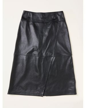 FatFace Fatface Eden Wrap Midi Leather Skirt - Black