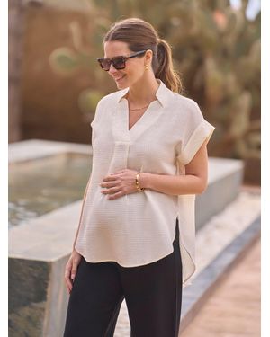 Seraphine Maternity Textured Blouse - Natural
