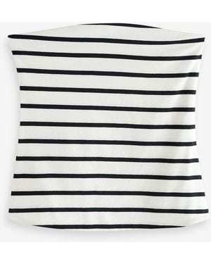 Next Ecru/ Stripe Cotton Rich Bandeau Boobtube Top - Natural