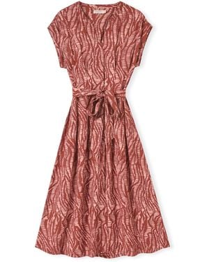 Celtic & Co. Linen Blend Pleat Waist Midi Dress - Red