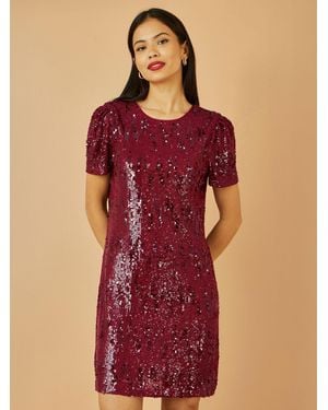 Yumi' Sequin Stretch Tunic Dress - Red