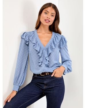 Lipsy Ruffle Blouse - Blue