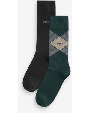 BOSS Argyle Logo Socks 2 Pack - Green
