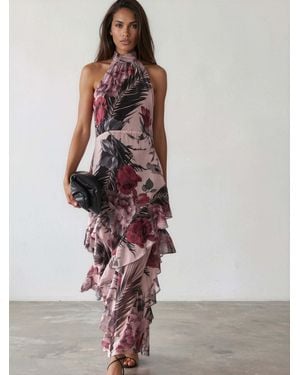 Religion Taylor Maxi Dress With Full Ruffle Skirt - Pink